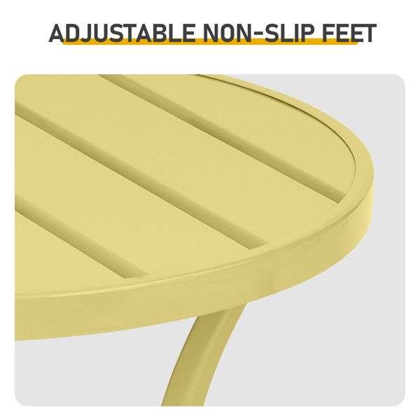 50.5*50.5*51cm 圆桌  浅黄色 三脚 庭院铁边桌-4