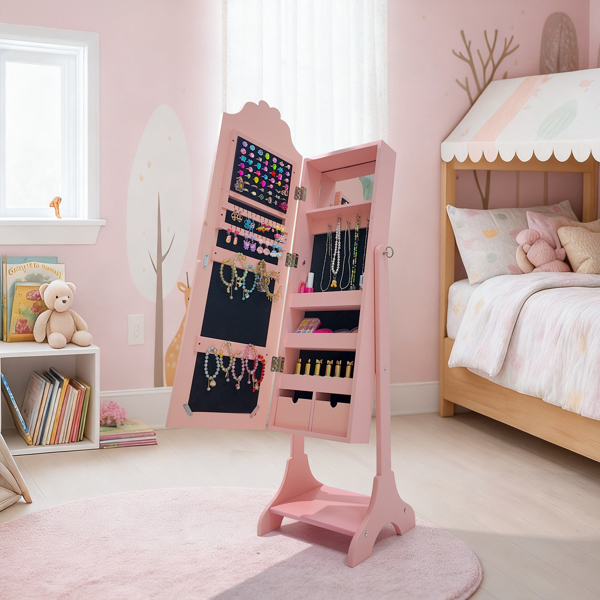 粉色 爱心元素 密度板 喷漆 1门1层架 儿童饰品镜柜-18