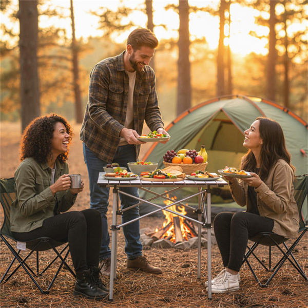 银色28英寸可折叠铝顶露营桌，150磅容量便携式野餐桌，带手提包-2