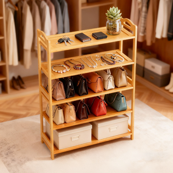5层平板 竹制 68*25*89cm 鞋架 原木色-9