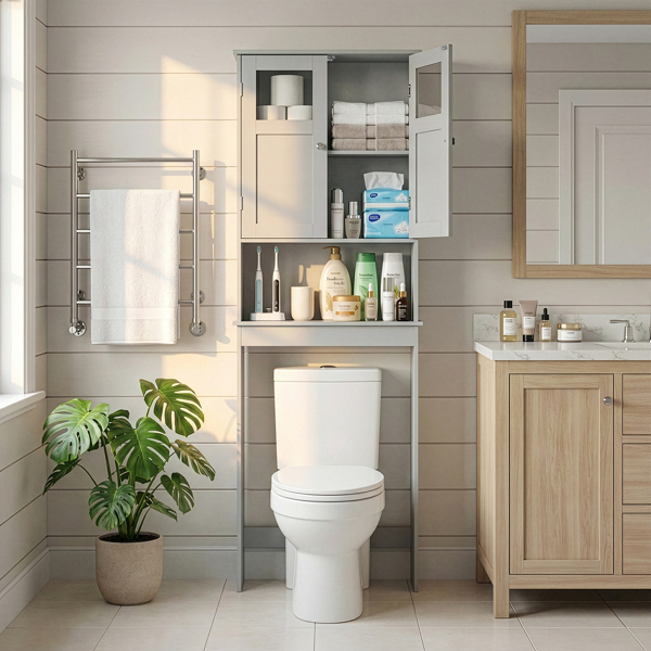 灰色 密度板喷漆 60*22*170cm 双门 马桶柜-9