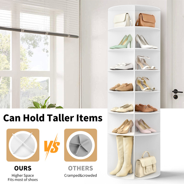 7 层 可360° 旋转 木塑板 60*60*184cm 鞋架 白色-7