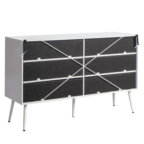 白色 刨花板+无纺布 贴三胺 133*40*84cm 双排3层6抽带高脚 抽屉柜 饰面布抽柜-4