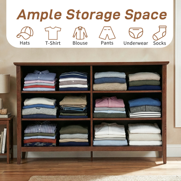 棕色（1061实木樱桃） P2 刨花板+密度板 三胺 120*40*80cm 拼框 双排双把手六抽 抽屉柜-6