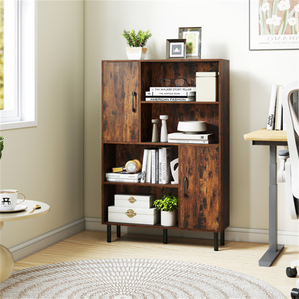 4层2门开放式货架储物柜，入口和客厅总容量为176磅​-棕色-6