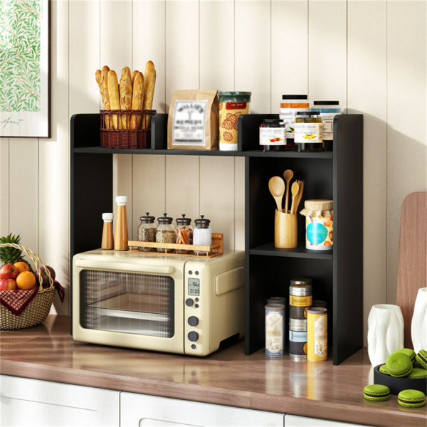 黑色桌面书架，适用于27英寸/68.58厘米显示器，93.98×25.40×73.66厘米工程木桌把手，带防倾倒套件，容量100磅-8