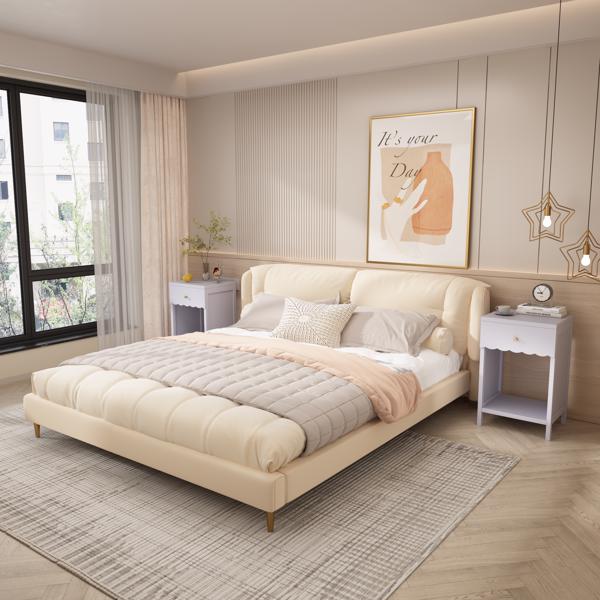 现代床头柜带抽屉和开放式搁板，波浪边床头柜适合卧室，可爱极简边桌适合儿童房或女生房，浅紫色--不支持self pick up且不支持指定仓发货-18