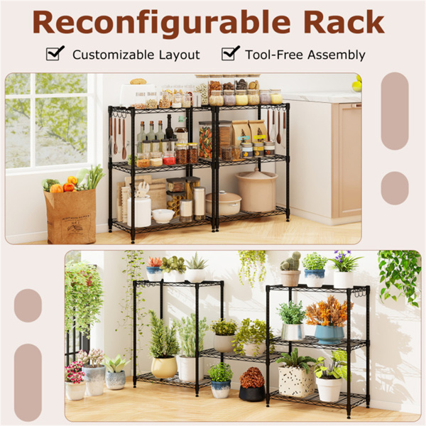 3层重型金属线架单元，总载重量450磅，带车库和厨房防倾倒套件-10