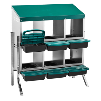 6隔间 80*52*96cm 斜顶房屋 绿色 带底脚 铁+塑料 喂食用品