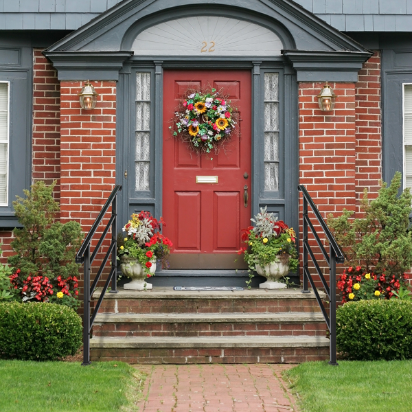 哑光黑色   1-4阶 可调节  卷边扶手 庭院楼梯扶手-11