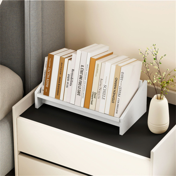 台式书架、木制倾斜书架、杂志小型台式书架收纳器-5