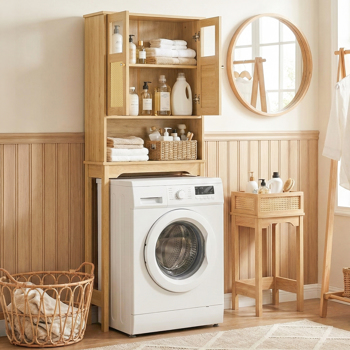 原木色   刨花板三胺贴面带藤面 60*22*170cm 双门 马桶柜