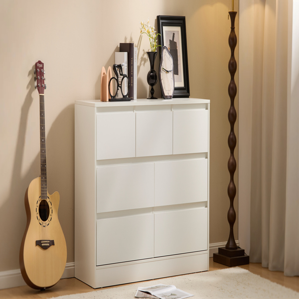 白色  P2刨花板  120*40*80cm  三层七抽 抽屉柜 现代 1pcs-3