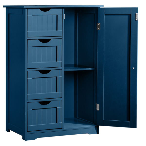 海军蓝  密度板喷漆+三胺贴面 竖纹 56*30*82.5cm  4抽 1门 浴室立柜-15