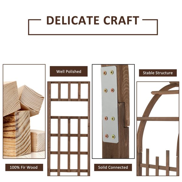 7ft 深棕色 圆弧顶 竖格 木拱门-17