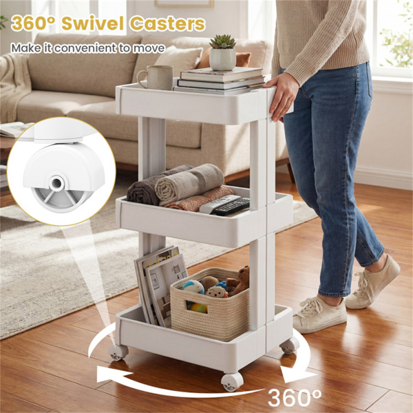 3层DIY滚动式储物车，15.5" × 14.5" × 30"，带可拆卸通风托盘，适用于厨房和浴室-3