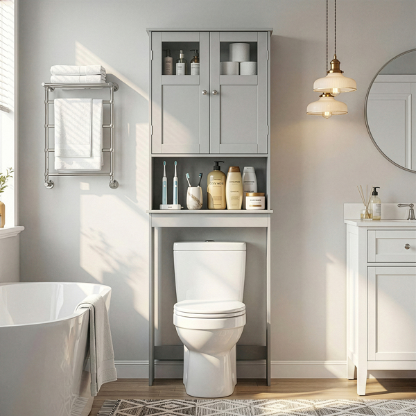 灰色 密度板喷漆 60*22*170cm 双门 马桶柜-8