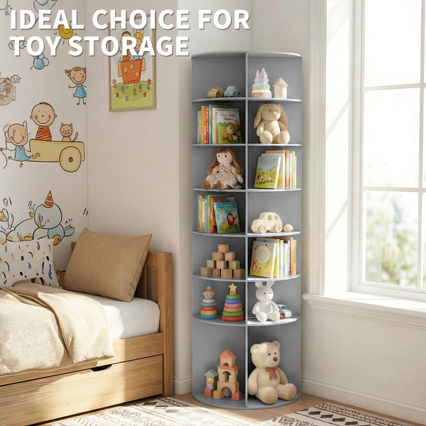 7 层 可360° 旋转 木塑板 60*60*184cm 鞋架 灰色-1