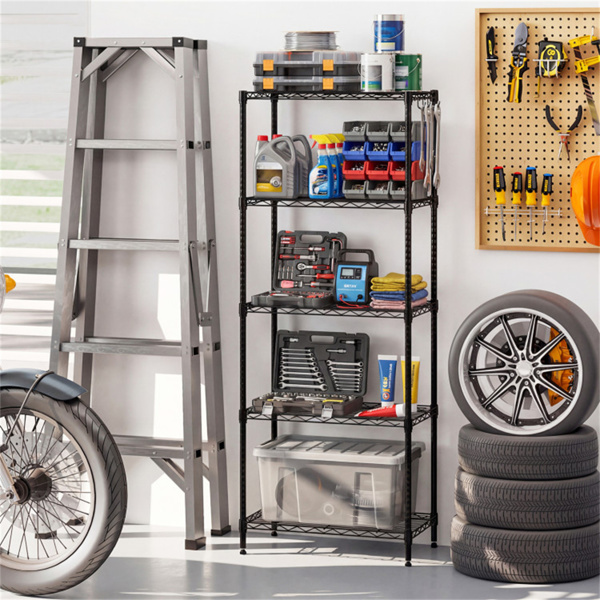 5层重型金属线架，总负载750磅，每个货架可容纳多个等级，适用于车库和厨房-7
