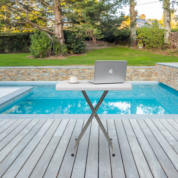 【替换59374361】30*20in 白色 可升降 庭院塑料折叠桌-29