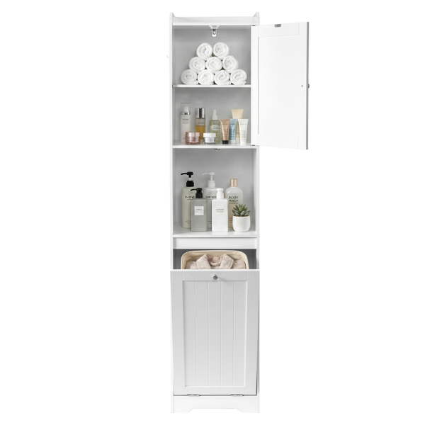 白色 刨花板三胺贴面 竖纹 40*40*180cm 1门+带无纺布收纳袋下翻门抽 浴室立柜-7