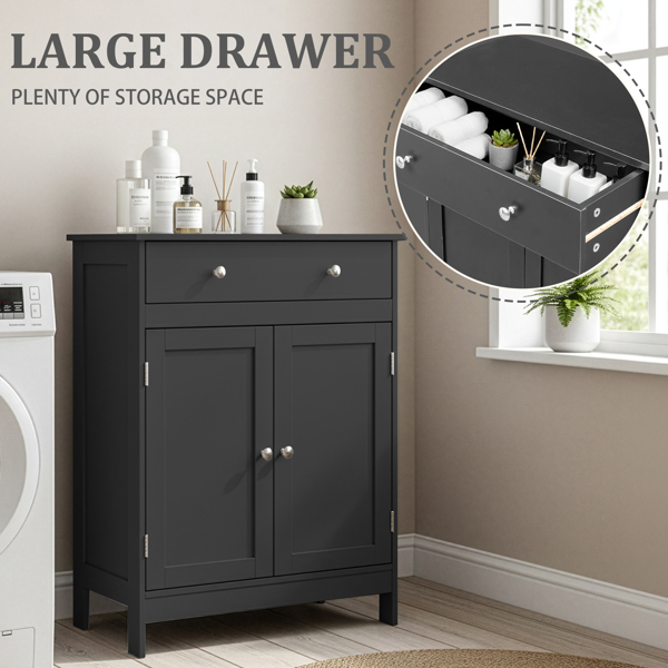 黑色 刨花板三胺贴面 60*30*80cm 双门 单抽 浴室立柜-16