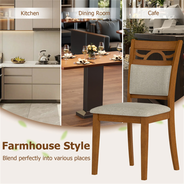 2PCS符合人体工程学的软垫后餐椅，橡胶木框架，330磅容量厨房椅-4