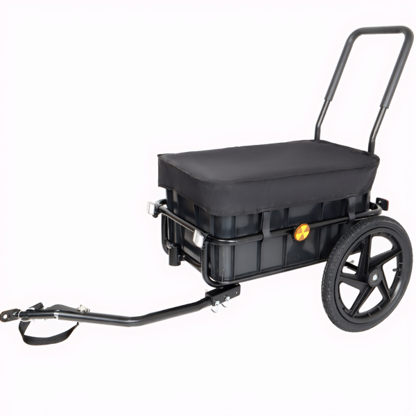 二合一自行车货运拖车/手推车，带可拆卸货箱和防水罩，黑色，带牵引杆和可拆卸把手的手推车/婴儿车，黑色--不支持self-pick up且不支持指定仓库发货-23