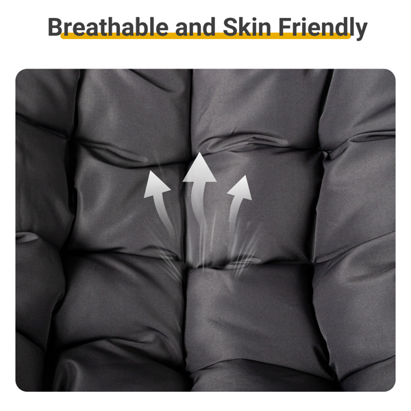 【替换58406521】帕帕索椅 黄色藤条 灰色垫子 编藤摇椅 蛋形-13