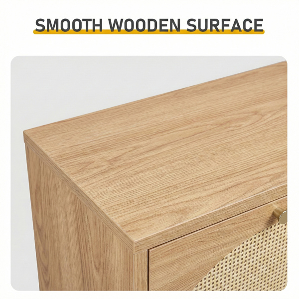 藤面3翻斗 鞋柜 刨花板 54*24*135 cm  原木色-9