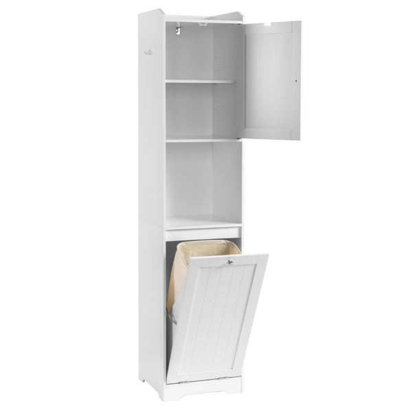 白色 刨花板三胺贴面 竖纹 40*40*180cm 1门+带无纺布收纳袋下翻门抽 浴室立柜-4