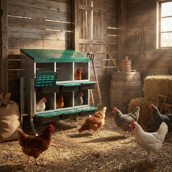 6隔间 80*52*96cm 斜顶房屋 绿色 带底脚 铁+塑料 喂食用品-8