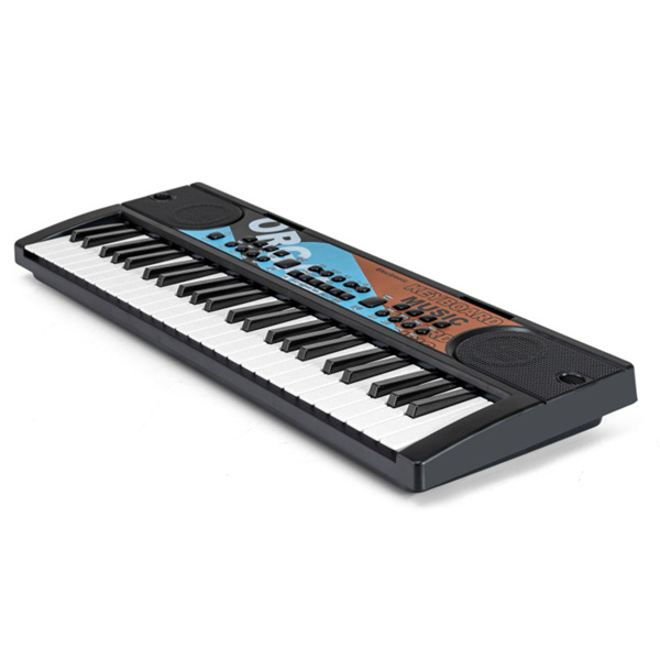 49键儿童电子键盘，带麦克风，8种音调和节奏，适合3岁儿童的教育音乐玩具-黑色-3