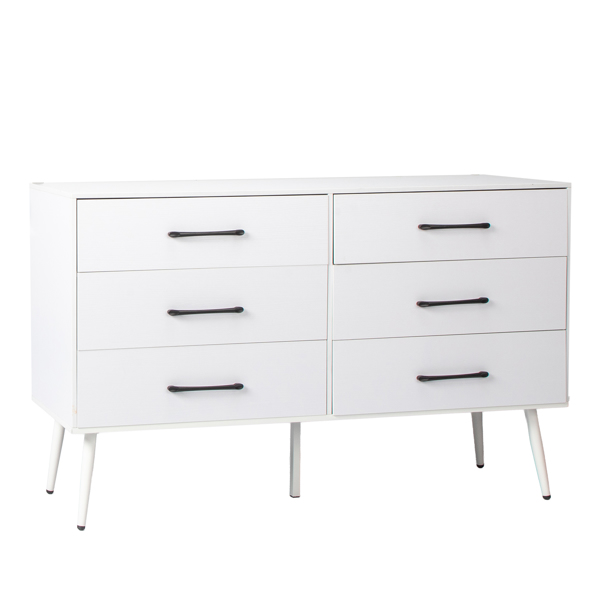 白色 刨花板+无纺布 贴三胺 133*40*84cm 双排3层6抽带高脚 抽屉柜 饰面布抽柜-6