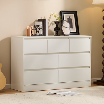 白色  P2刨花板  120*40*80cm  三层七抽 抽屉柜 现代 1pcs