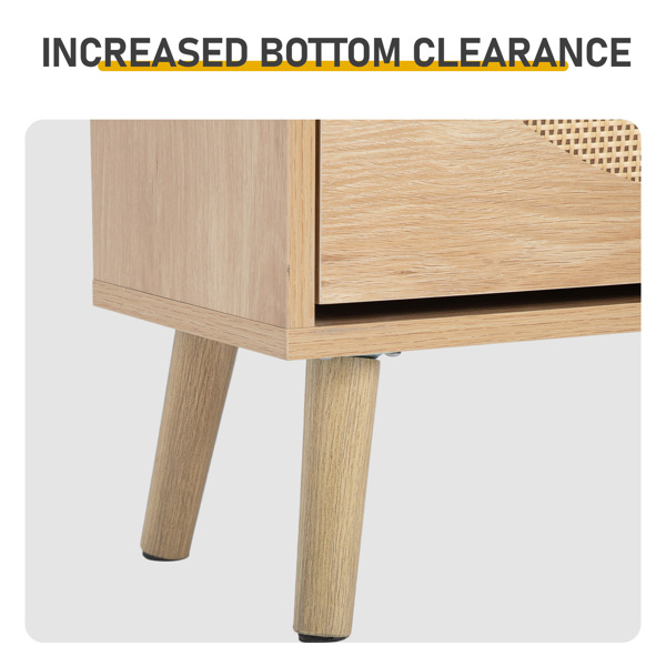 藤面1抽2翻斗 鞋柜 刨花板 54*24*110cm 原木色-5