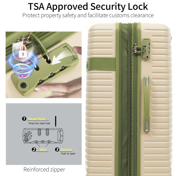 四件套行李箱套装，ABS硬壳轻便可扩展旅行箱，配有4个收纳袋、TSA密码锁和万向轮，男女皆宜（16/20/24/28英寸）--不支持self-pick up且不支持指定仓库发货-8