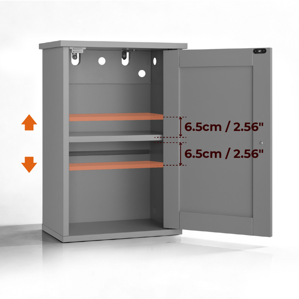 灰色 P2密度板喷漆 34.6*20*50cm 单门一搁架 浴室壁柜-4