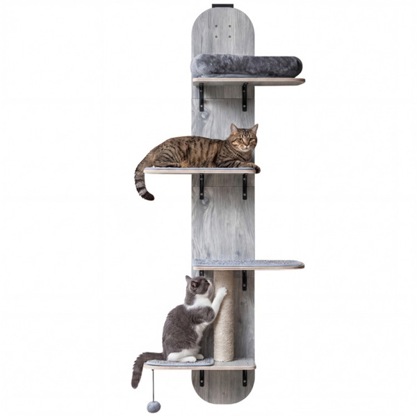 门挂猫树5层高度可调4层攀爬无钻公寓灰色-2