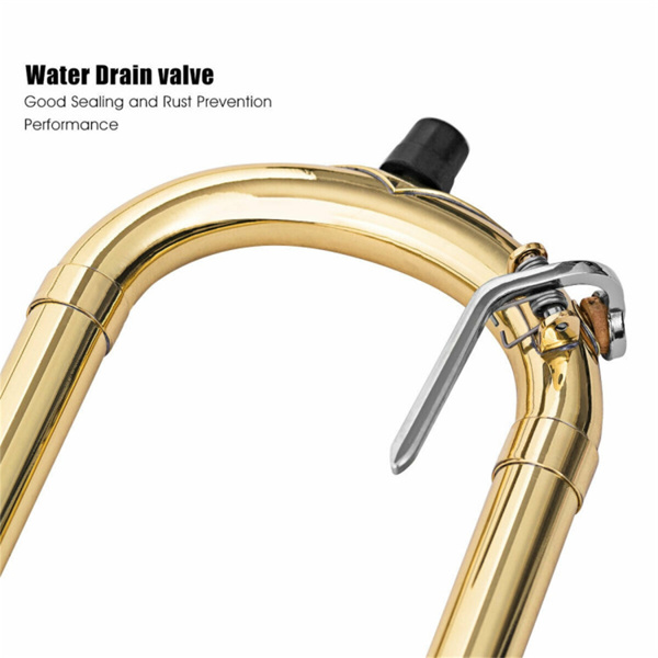 初学者爵士B-Flat男高音长号金色漆，带背包盒清洁套件手套-10