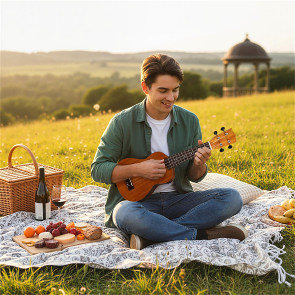 21英寸实心桃花心木Ukulele，配有15:1专业调音器，适合初学者的完整入门套件-10