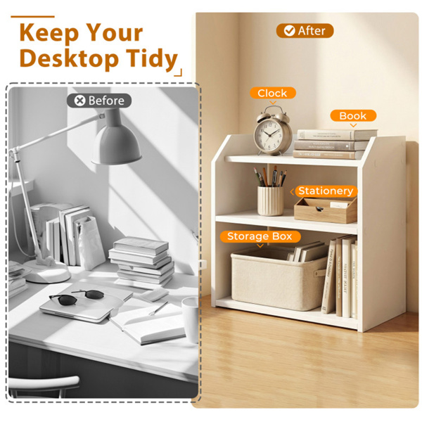 3层台式存储架，用于家庭办公室的凸起护栏防坠落桌面收纳器-7