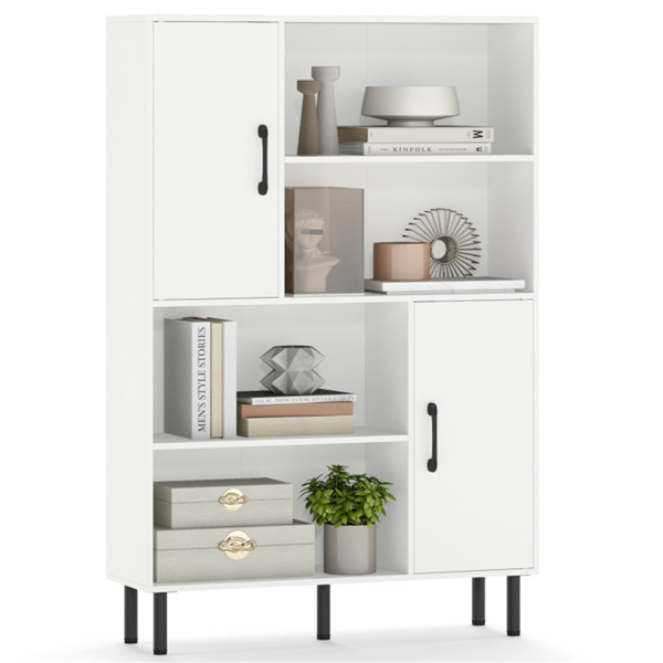 4层2门开放式货架储物柜，入口和客厅总容量为176磅​-白色-1