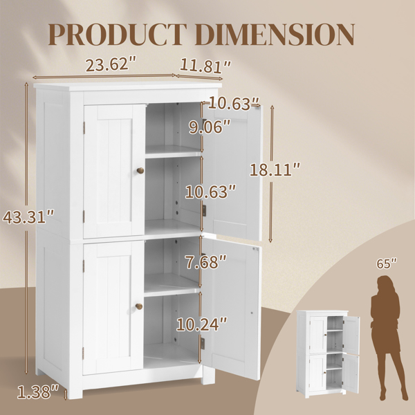 白色  密度板喷漆 竖纹 60*30*110cm 4门 浴室立柜-10