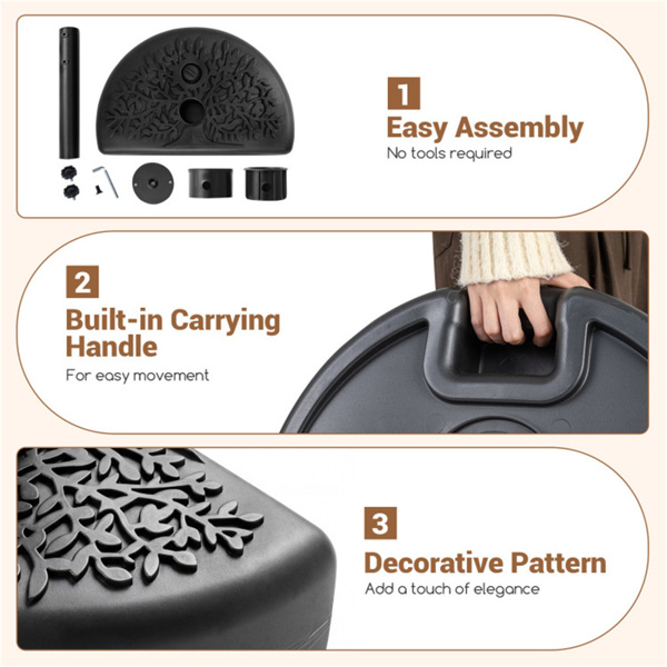 可重复充装的半圆露台伞底座，55磅混合填充容量，确保稳定性-5