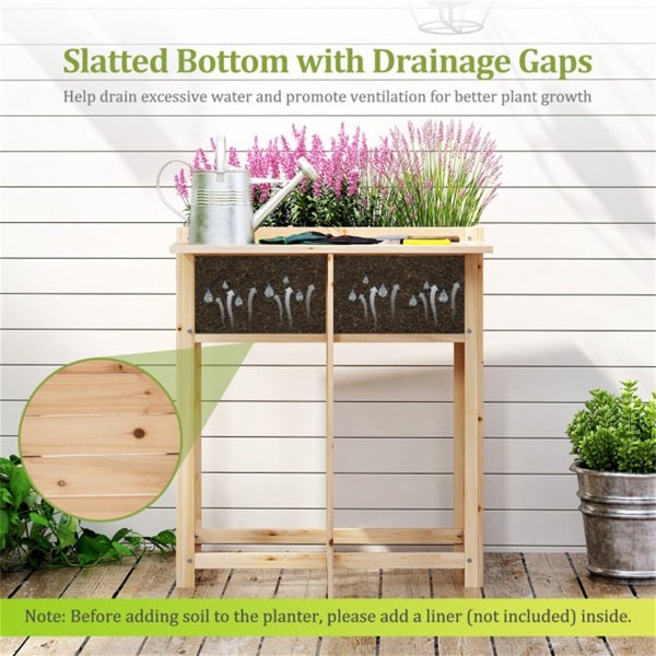实木高架花园床，可折叠边桌DIY可涂漆草本植物箱-5