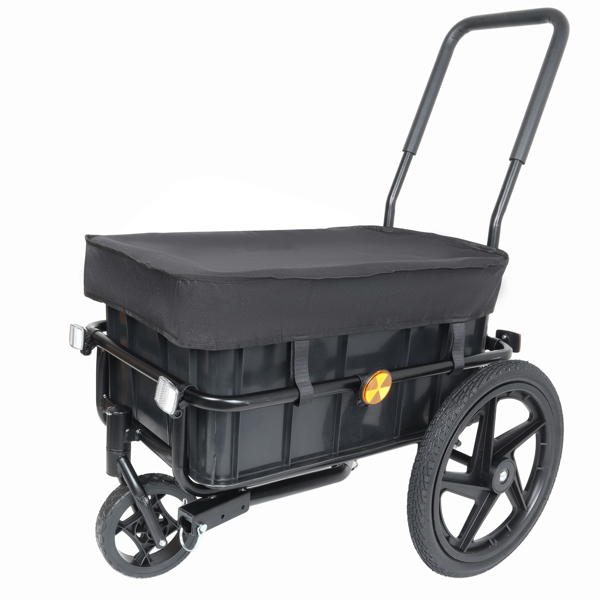 二合一自行车货运拖车/手推车，带可拆卸货箱和防水罩，黑色，带牵引杆和可拆卸把手的手推车/婴儿车，黑色--不支持self-pick up且不支持指定仓库发货-18