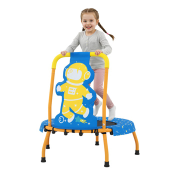 带泡沫垫手柄和安全垫罩的幼儿宇航员蹦床