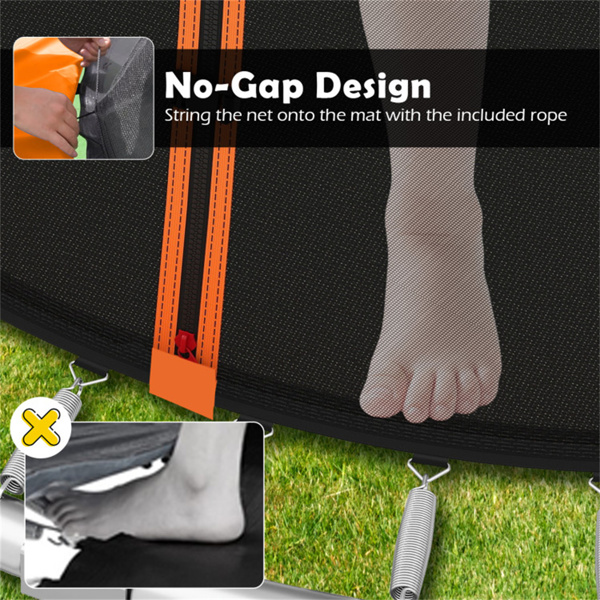 8FT蹦床，带安全罩，243.84cm圆形蹦床，适合3岁以上儿童和成人，静态容量880LBS，橙色-9