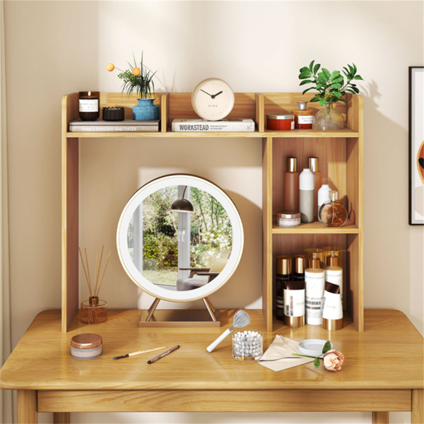 米色桌面书架，适用于27英寸/68.58厘米显示器，93.98×25.40×73.66厘米工程木桌把手，带防倾倒套件，容量100磅-4